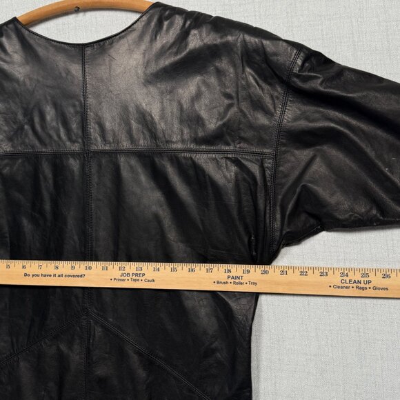 Vintage Wilsons Suede & Leather Black Tunic Dress 3/4 Sleeve Zip Front Size M - Picture 8 of 10